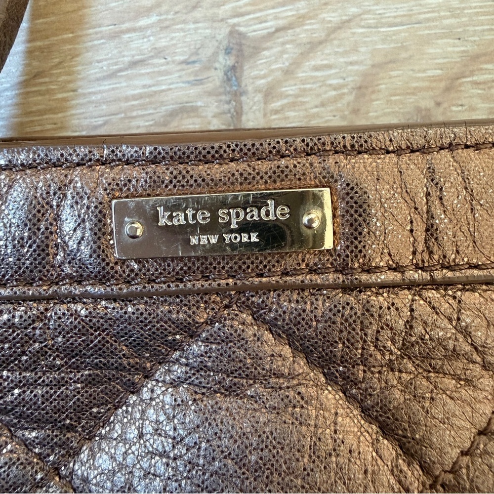 Kate Spade New York Metallic Bronze Quilted Leather Crossbody Chain Bag Purse*Y6 - Picture 3 of 5